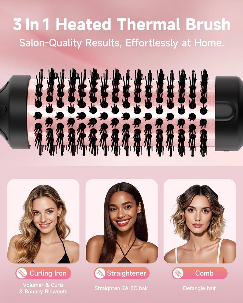 FLYZEMAA Thermal Brush, 1.5 Inch Curling Iron for Long Dry Hair, Heated Round Brush Straightener with 3 Temp Settings, 30s Fast Heat for Curling & Volumizing, Anti-Scald Nylon Bristles(Black) - Image 4